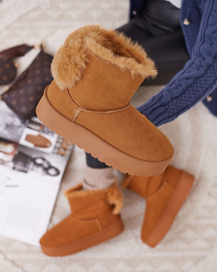 Royalfashion Boots a'la bottes de neige pour femme en couleur camel Goroggo