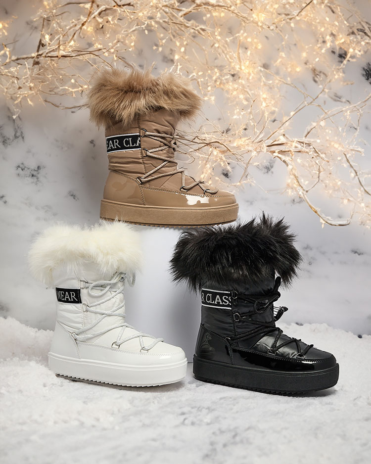 Royalfashion Bottes à lacets a'la bottes de neige avec fourrure Heccti