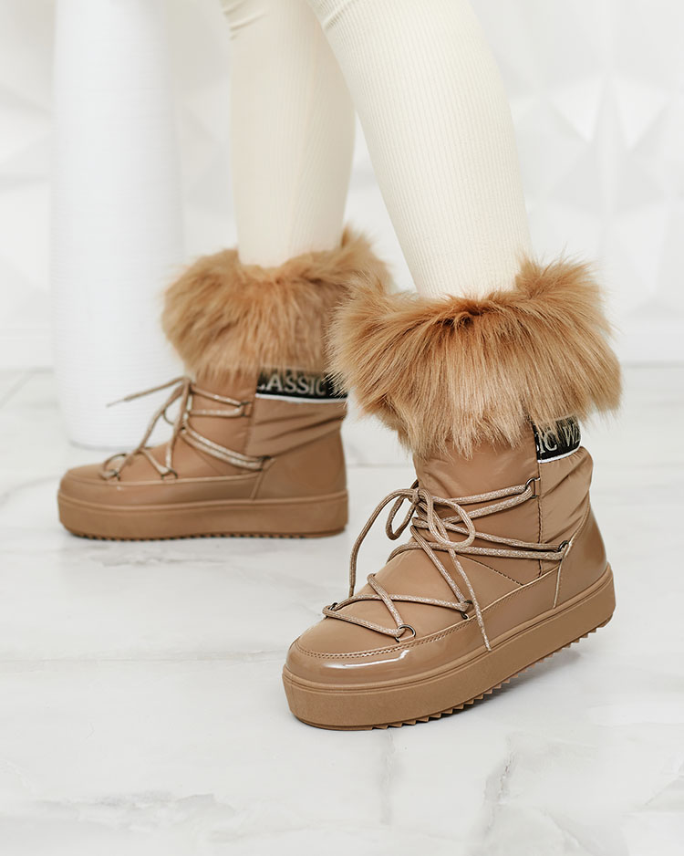 Royalfashion Bottes à lacets a'la bottes de neige avec fourrure Heccti