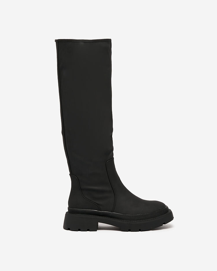 Royalfashion Bottes au genou pour femmes noir mat Ikemis