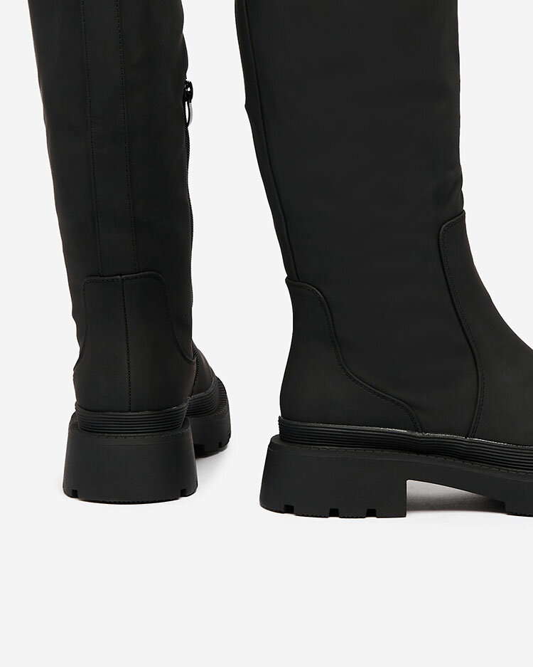 Royalfashion Bottes au genou pour femmes noir mat Ikemis