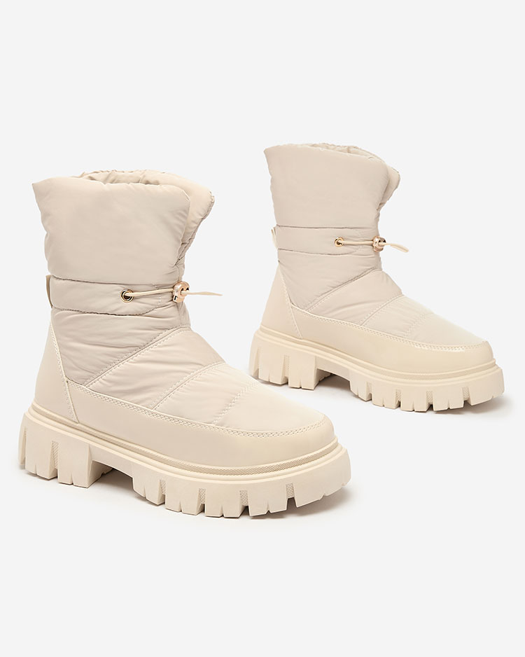 Royalfashion Bottes de neige pour femme à enfiler de couleur crème Sadella