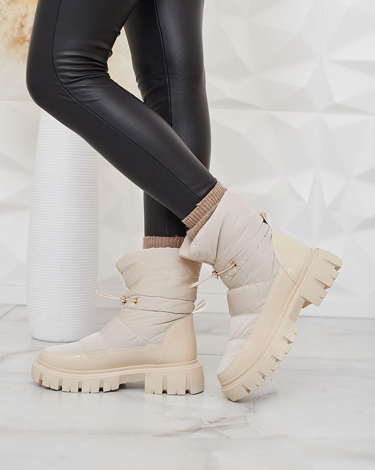 Royalfashion Bottes de neige pour femme à enfiler de couleur crème Sadella