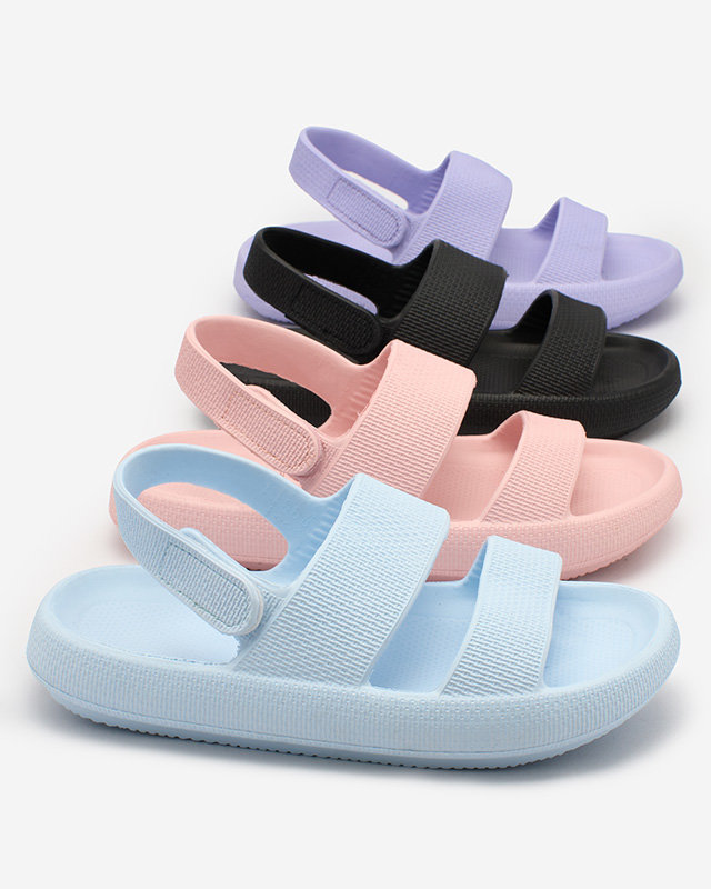 Royalfashion Sandales à scratch en caoutchouc rose vif pour enfants Flexi Steps