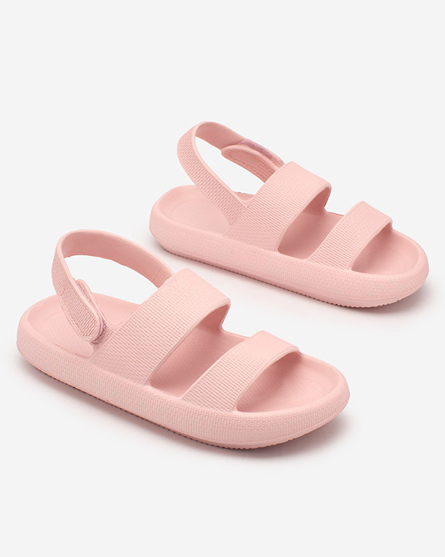 Royalfashion Sandales à scratch en caoutchouc rose vif pour enfants Flexi Steps