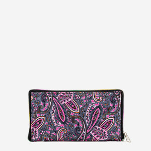 Sac portefeuille pliable serti à motifs rose et gris - Accessoires