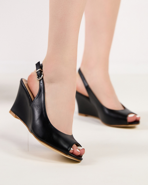 Sandales Compensées Noires pour Femme Beserias - Chaussures