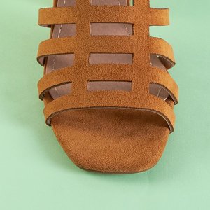 Sandales à rayures marron clair pour femmes sur le poteau du Sim - Footwear