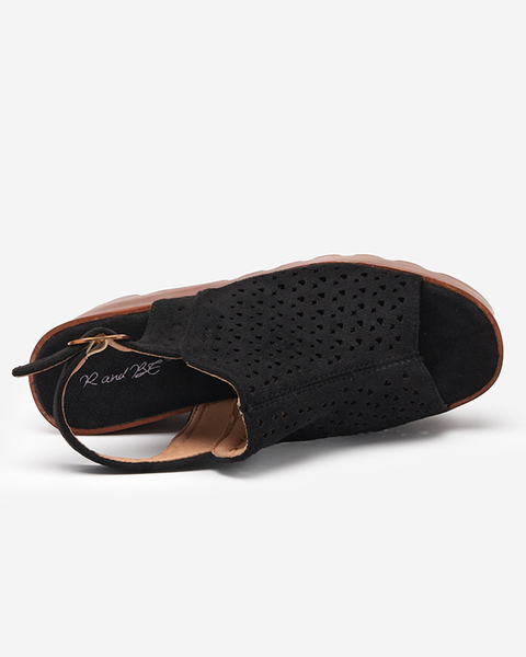 Sandales compensées ajourées noires pour femmes Jomana - Footwear