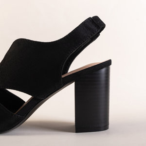 Sandales éco-suède noires pour femmes sur le poteau Luvenia - Footwear