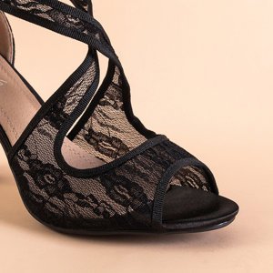 Sandales en dentelle noire pour femmes sur le poteau Lorika - Footwear