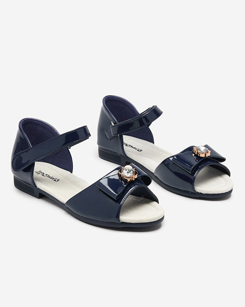 Sandales enfant bleu marine à nœud Albina - Chaussures