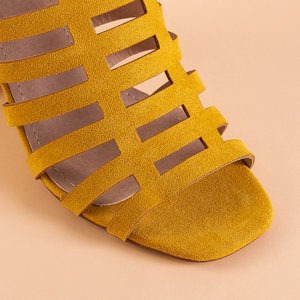 Sandales femme à rayures moutarde sur le poteau du Sim - Chaussures