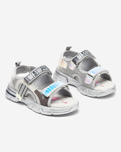 Sandales fille grises avec empiècements holographiques Heilol - Footwear