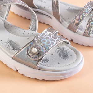 Sandales gris foncé à perles holographiques pour enfants Mondi - Chaussures