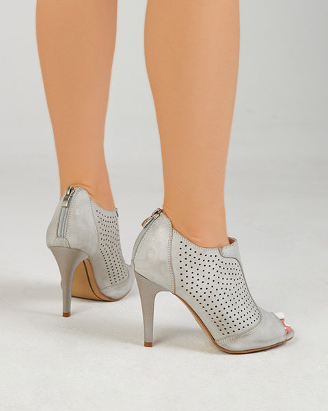 Sandales grises ajourées sur épingle pour femme Somigo - Souliers