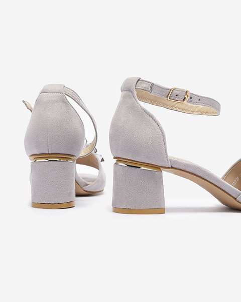 Sandales grises pour femmes sur tige avec cristaux décoratifs Cerosso- Footwear