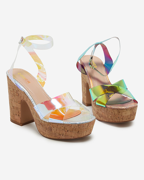 Sandales holographiques argentées pour femmes sur le poteau Tenssy - Footwear