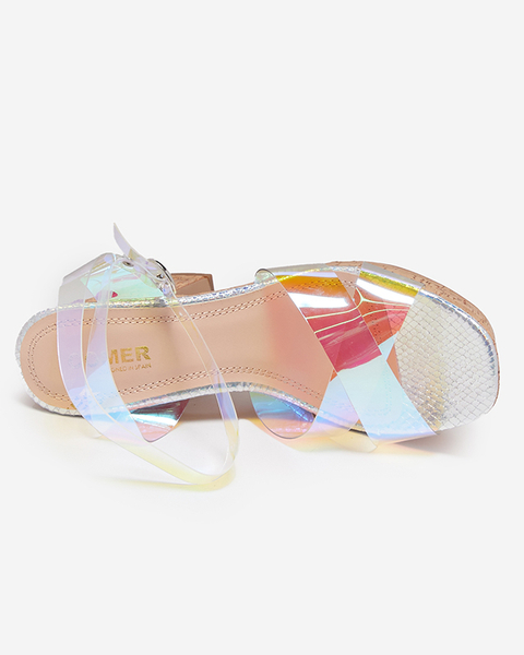 Sandales holographiques argentées pour femmes sur le poteau Tenssy - Footwear