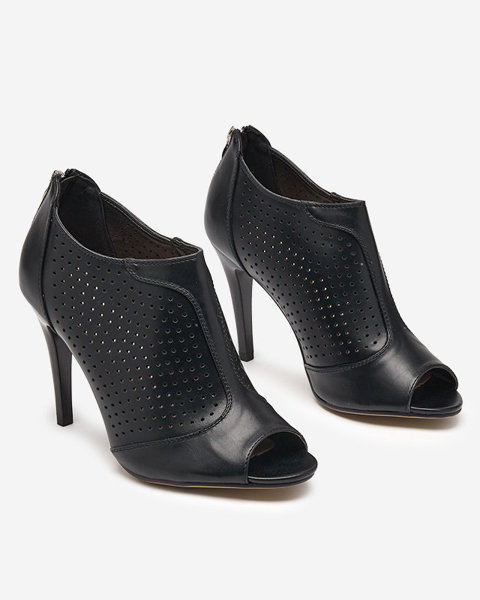 Sandales noires ajourées pour femme sur stiletto Somigo-Shoes