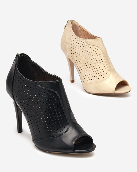 Sandales noires ajourées pour femme sur stiletto Somigo-Shoes
