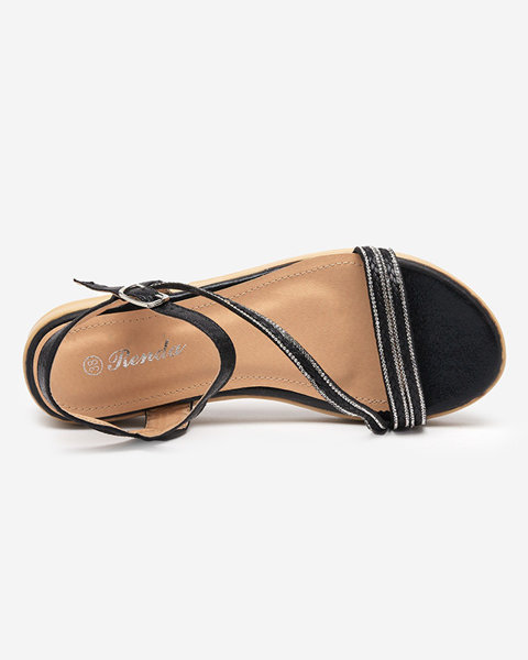 Sandales noires brillantes pour femme avec zircons Spirade - Prêt-à-porter