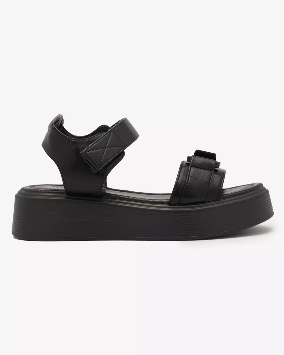 Sandales noires pour femme à semelle plus épaisse Allopa- Footwear