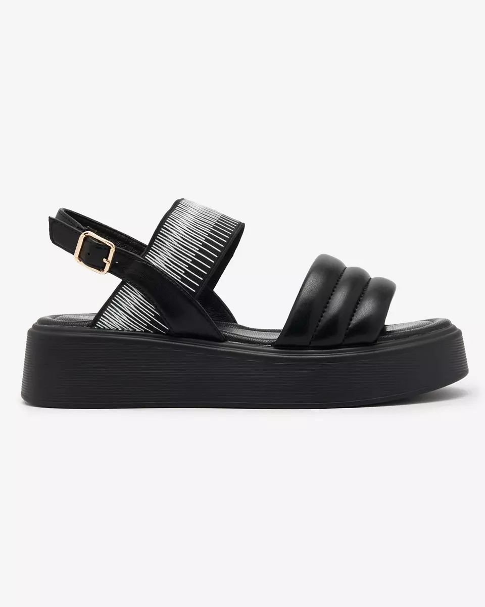 Sandales noires pour femme à semelle plus épaisse Uvino- Footwear