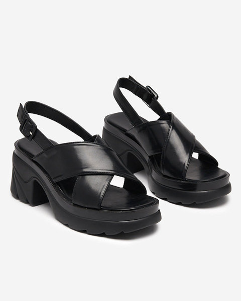 Sandales noires pour femme sur tige épaisse Feine - Footwear