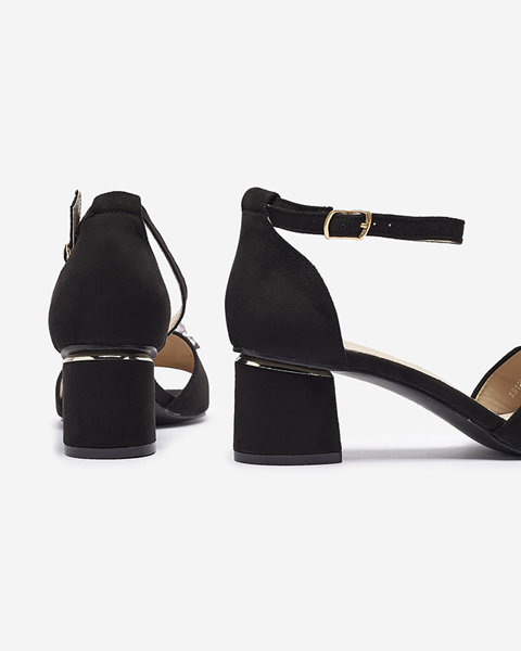 Sandales noires pour femmes sur tige avec cristaux décoratifs Cerosso- Footwear
