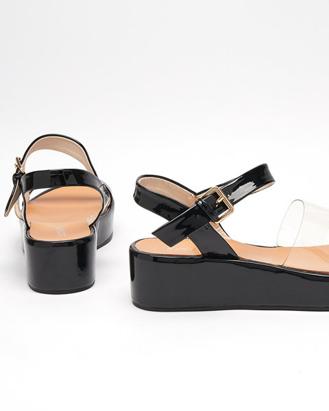 Sandales noires pour femmes sur un coin Hera - Footwear