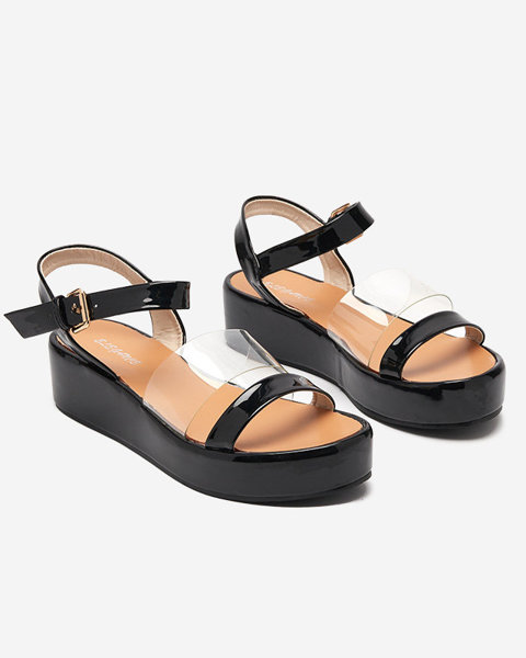 Sandales noires pour femmes sur un coin Hera - Footwear