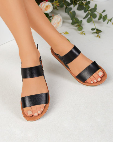 Sandales plates noires pour femmes Stresav- Footwear