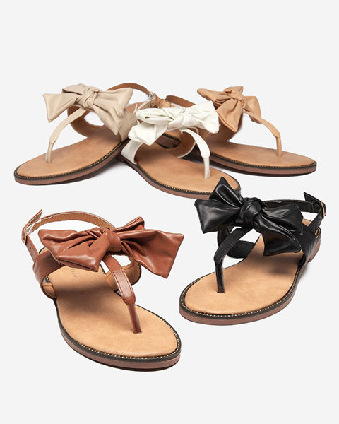 Sandales pour femmes beiges à nœud Guzann- Shoes