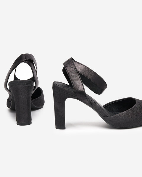 Sandales pour femmes sur le poteau en noir avec des paillettes Brossi - Footwear