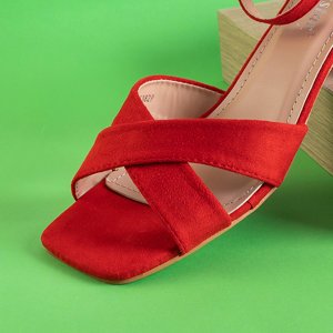 Sandales rouges pour femmes sur pied carré bas Cefernia - Chaussures
