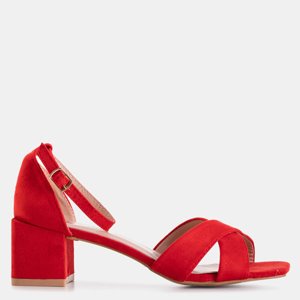 Sandales rouges pour femmes sur pied carré bas Cefernia - Chaussures