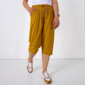 Short 3/4 femme moutarde avec poches - Vêtements