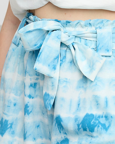 Short bleu en tissu pour femme avec imprimé - Vêtements