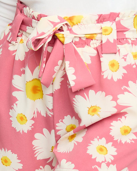 Short fleuri rose en tissu pour femme à motifs - Vêtements