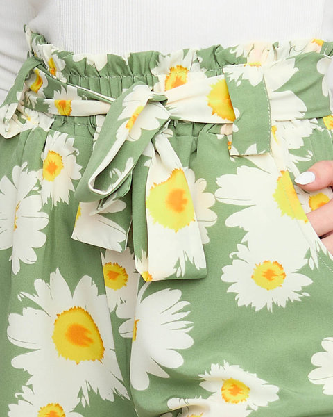 Short vert à fleurs en tissu pour femme - Vêtements