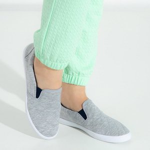 Slip-on matelassé gris pour femme avec empiècements bleu marine Weridia - Footwear