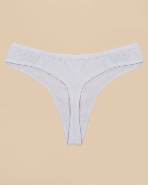 String uni pour femme en coton blanc avec imprimé - Sous-vêtement