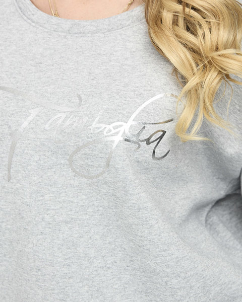Sweat-shirt pour femme avec inscription en gris- Vêtements