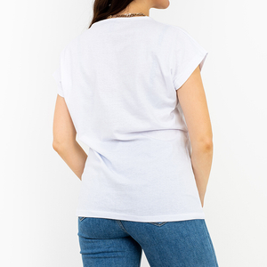 T-shirt blanc grande taille à imprimé losanges pour femme - Vêtements