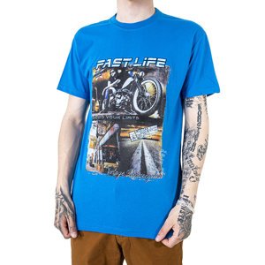T-shirt en coton imprimé bleu homme - Vêtements