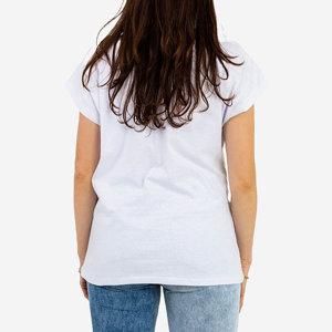 T-shirt femme avec imprimé couleur blanche GRANDE TAILLE - Vêtements