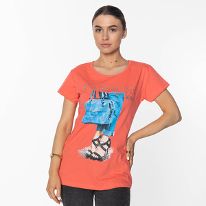 T-shirt femme corail avec FASHION - Clothing Print