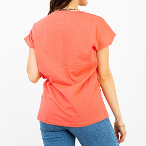 T-shirt femme corail avec imprimé GRANDE TAILLE - Vêtements