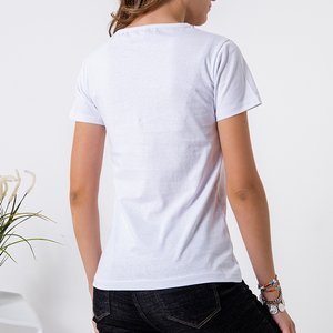 T-shirt femme en coton blanc avec inscription - Vêtements